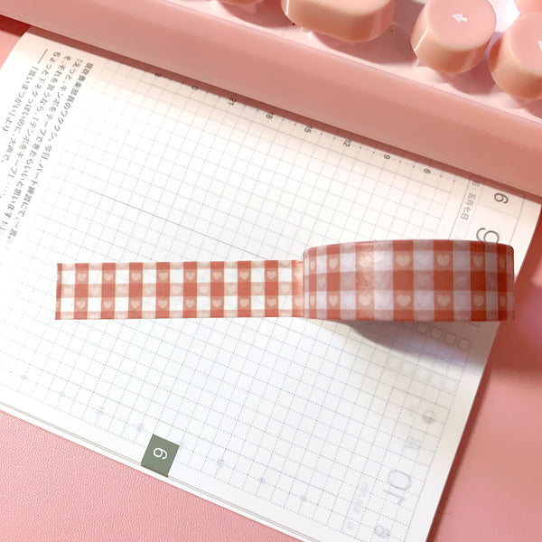 Washi Tape - Red Heart Gingham