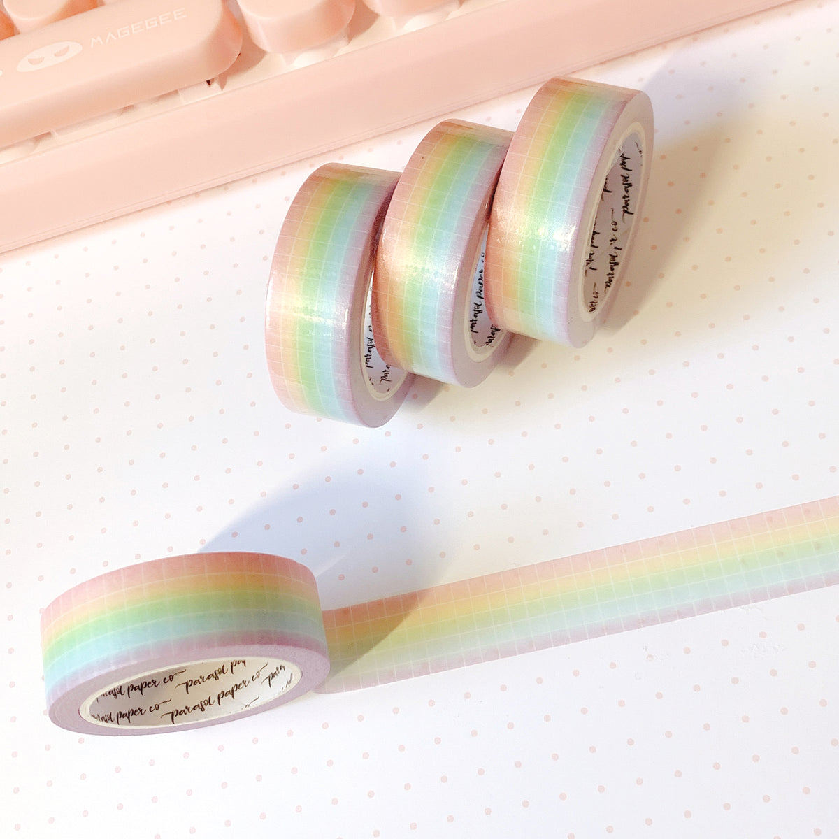 Washi Tape Pastel Rainbow Grid Parasol Paper Co