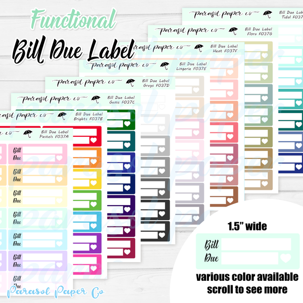 F037 - Bill Due Label - Multicolor