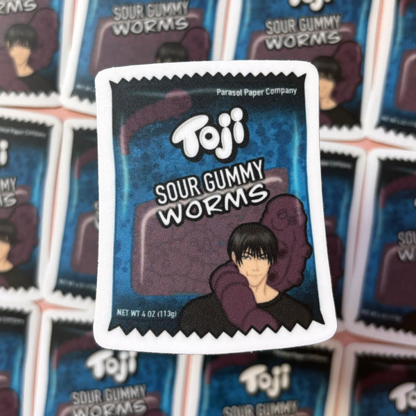 [WATERPROOF] JJK Toji Sour Gummy Worms Anime Vinyl Sticker Decal