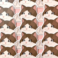 [WATERPROOF] Thumbs Up Crying Sad Cat Meme Vinyl Sticker Decal