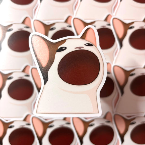 [WATERPROOF] Big Mouth Pop Cat Meme Vinyl Sticker Decal