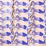[WATERPROOF] Kawaii Purple Light Skin Mermaid Lying Down - B Grade - Vinyl Sticker Decal