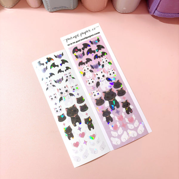 Angel Devil Cats Korean Holographic Polco Stickers