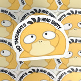 [WATERPROOF] No Thoughts Head Empty Meme Psyduck Duck Pokemon Vinyl Sticker Decal