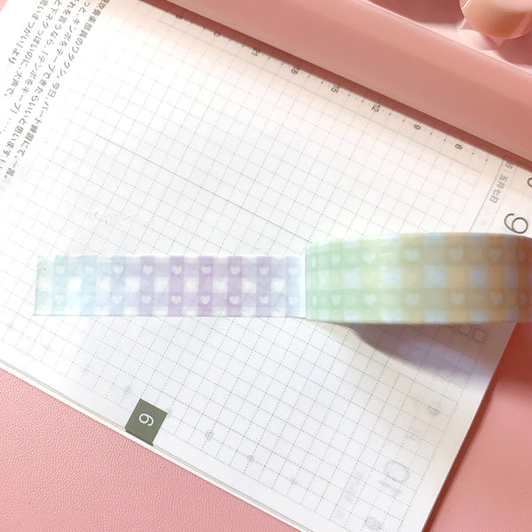 Washi Tape - Pastel Rainbow Gradient Heart Gingham