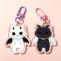 Pandy and Friends Angel and Devil Cats Acrylic Keychain
