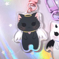 Pandy and Friends Angel and Devil Cats Acrylic Keychain
