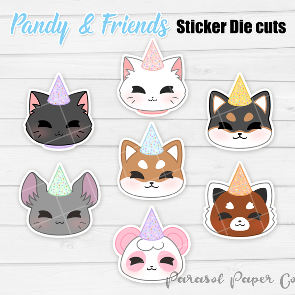 Pandy and Friends - Sticker Die Cut - Birthday Hat