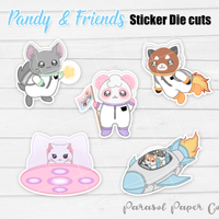 Pandy and Friends - Sticker Die Cut - Pastel Space