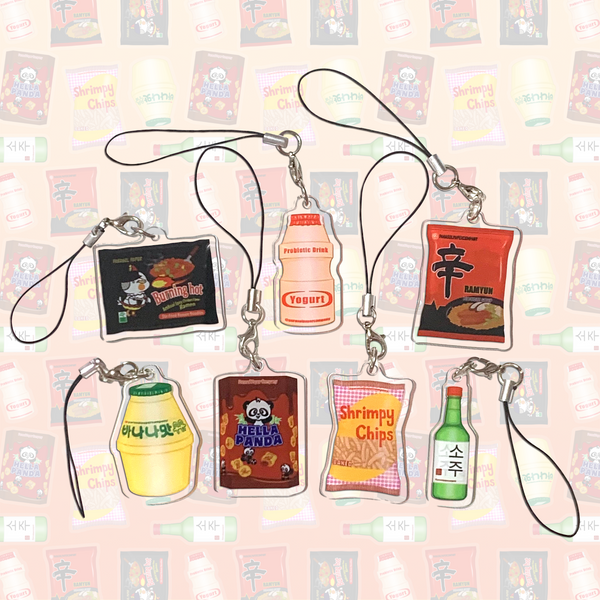 Asian Snacks and Drinks Mini Acrylic Charms