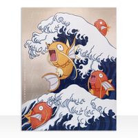 The Great Wave Shiny Gyarados and Magikarp Japanese Art - 14" x 11" large anime manga cardstock art print