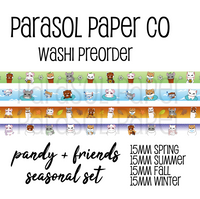 Pandy and friends seasonal CMYK washi tape preorder spring summer fall autumn winter
