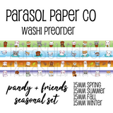 Pandy and friends seasonal CMYK washi tape preorder spring summer fall autumn winter