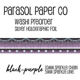 Black purple preorder sparkle chain line foil washi tape set