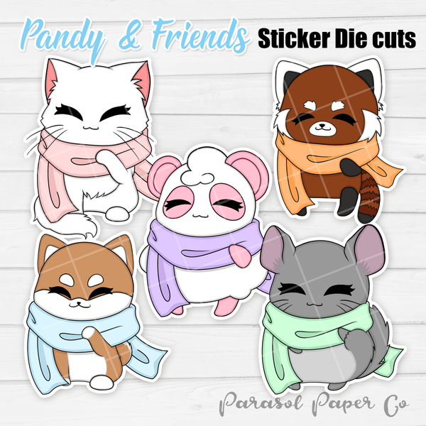 Pandy and Friends - Sticker Die Cut - Scarf