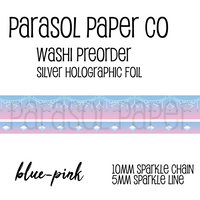 Blue pink preorder sparkle chain line foil washi tape set