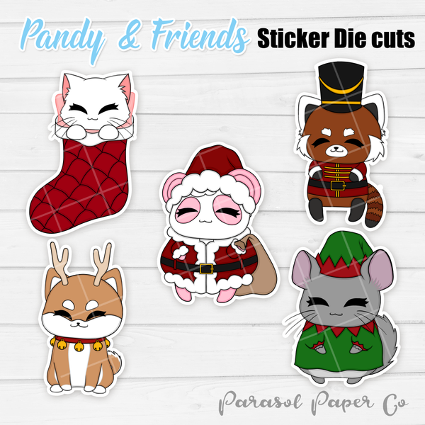 Pandy and Friends - Sticker Die Cut - Xmas Costume