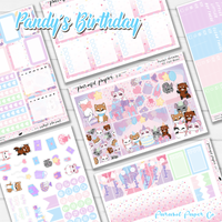 Vertical weekly planner kit Pandy and friends birthday