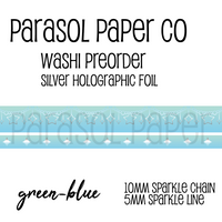 Green blue preorder sparkle chain line foil washi tape set