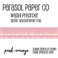Pink orange preorder sparkle chain line foil washi tape set