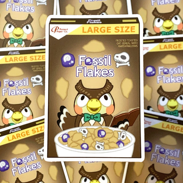 [WATERPROOF] ACNH Blathers Fossil Flakes Cereal Vinyl Sticker Decal