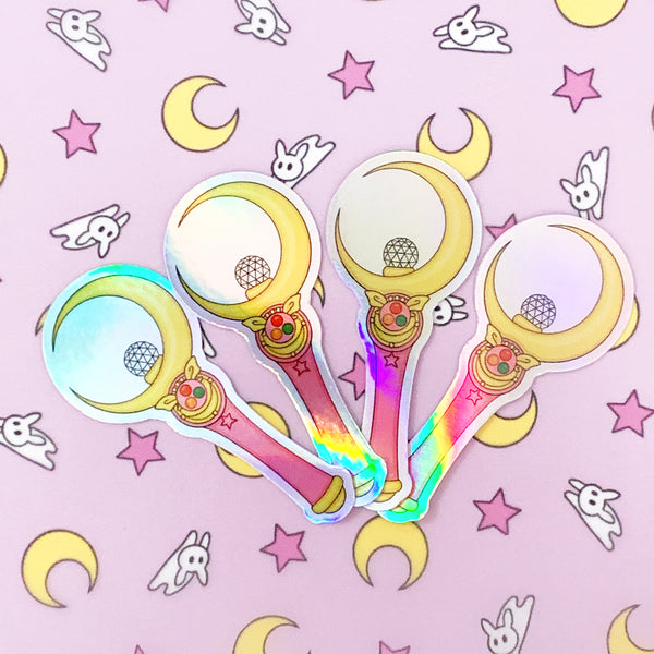 [WATERPROOF] Holographic Crescent Moon Wand Moon Stick Vinyl Decal