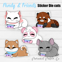 Pandy and Friends - Sticker Die Cut - Gaming