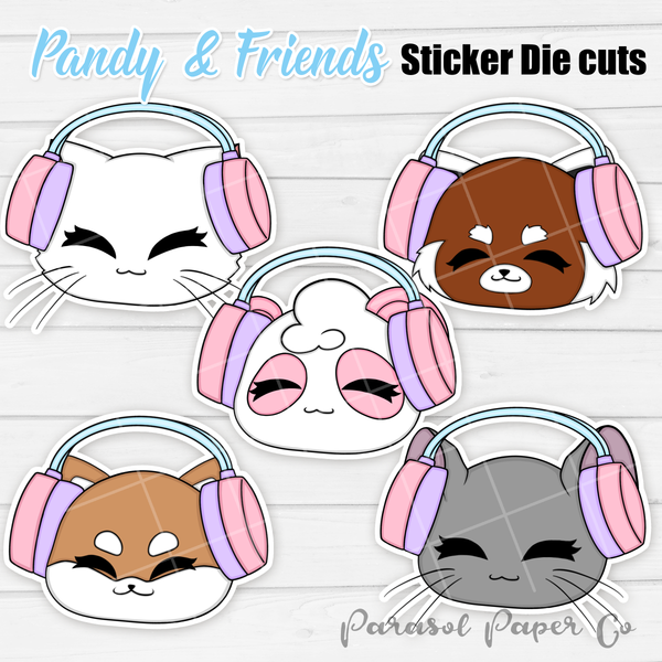 Pandy and Friends - Sticker Die Cut - Headphones