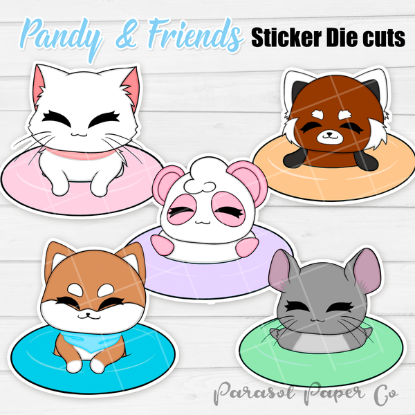 Pandy and Friends - Sticker Die Cut - Pastel Inner Tubes