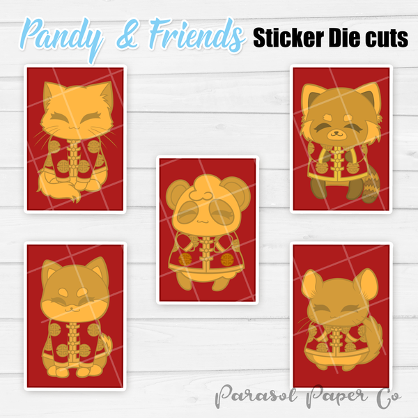 Pandy and Friends - Sticker Die Cut - Red Envelope
