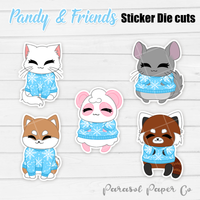 Pandy and Friends - Sticker Die Cut - Snowflake Sweater