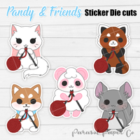 Pandy and Friends - Sticker Die Cut - Knitting