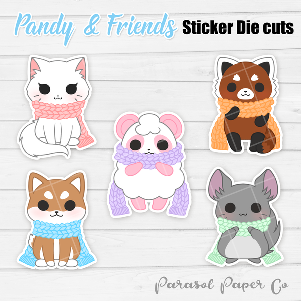 Pandy and Friends - Sticker Die Cut - Scarf 2