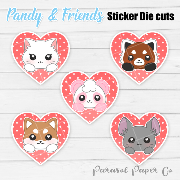Pandy and Friends - Sticker Die Cut - Valentine's Day Heart
