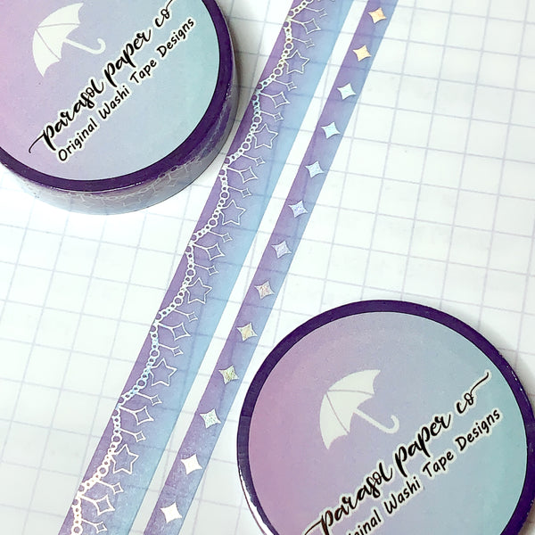 Purple-Blue Sparkle Foiled Washi Set