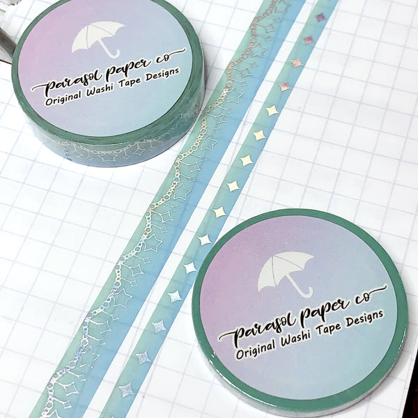 Green-Blue Sparkle Foiled Washi Set