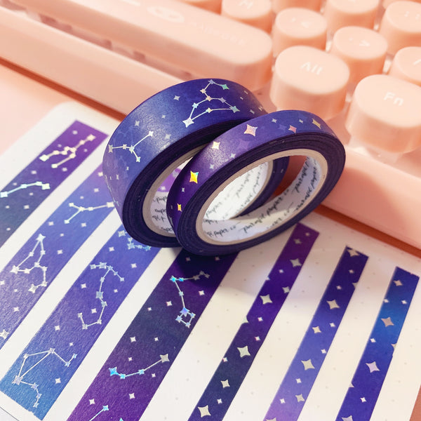 Washi Tape - 15mm/7mm Galactic Constellation Foiled Washi Tape Set