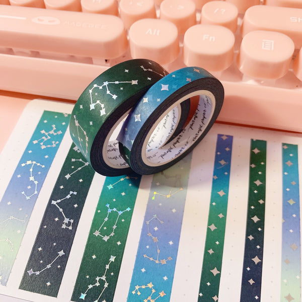 Washi Tape - 15mm/7mm Cosmic Constellation Foiled Washi Tape Set