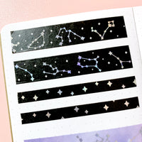 Washi Tape - 15mm/7mm Blackout Constellation Foiled Washi Tape Set
