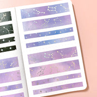 Washi Tape - 15mm/7mm Soft Galaxy Pink Constellation Foiled Washi Tape Set