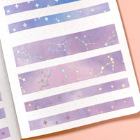 Washi Tape - 15mm/7mm Soft Galaxy Pink Constellation Foiled Washi Tape Set