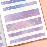 Washi Tape - 15mm/7mm Soft Galaxy Pink Constellation Foiled Washi Tape Set
