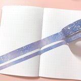 Washi Tape - 15mm/7mm Soft Galaxy Blue Moonlight Foiled Washi Tape Set