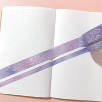 Washi Tape - 15mm/7mm Soft Galaxy Purple Moonlight Foiled Washi Tape Set