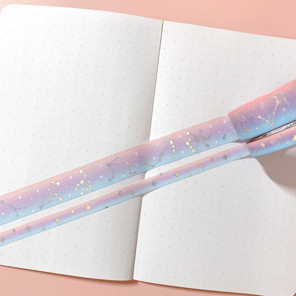 Washi Tape - 15mm/7mm Cotton Candy Constellation Foiled Washi Tape Set