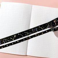 Washi Tape - 15mm/7mm Blackout Constellation Foiled Washi Tape Set