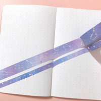 Washi Tape - 15mm/7mm Soft Galaxy Blue Constellation Foiled Washi Tape Set