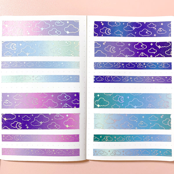 Washi Tape - 15mm/7mm Celestial Moonlight Foiled Washi Tape Set – Parasol  Paper Co