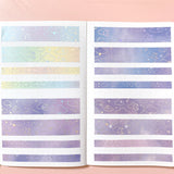 Washi Tape - 15mm/7mm Pastel Rainbow Gradient Moonlight Foiled Washi Tape Set